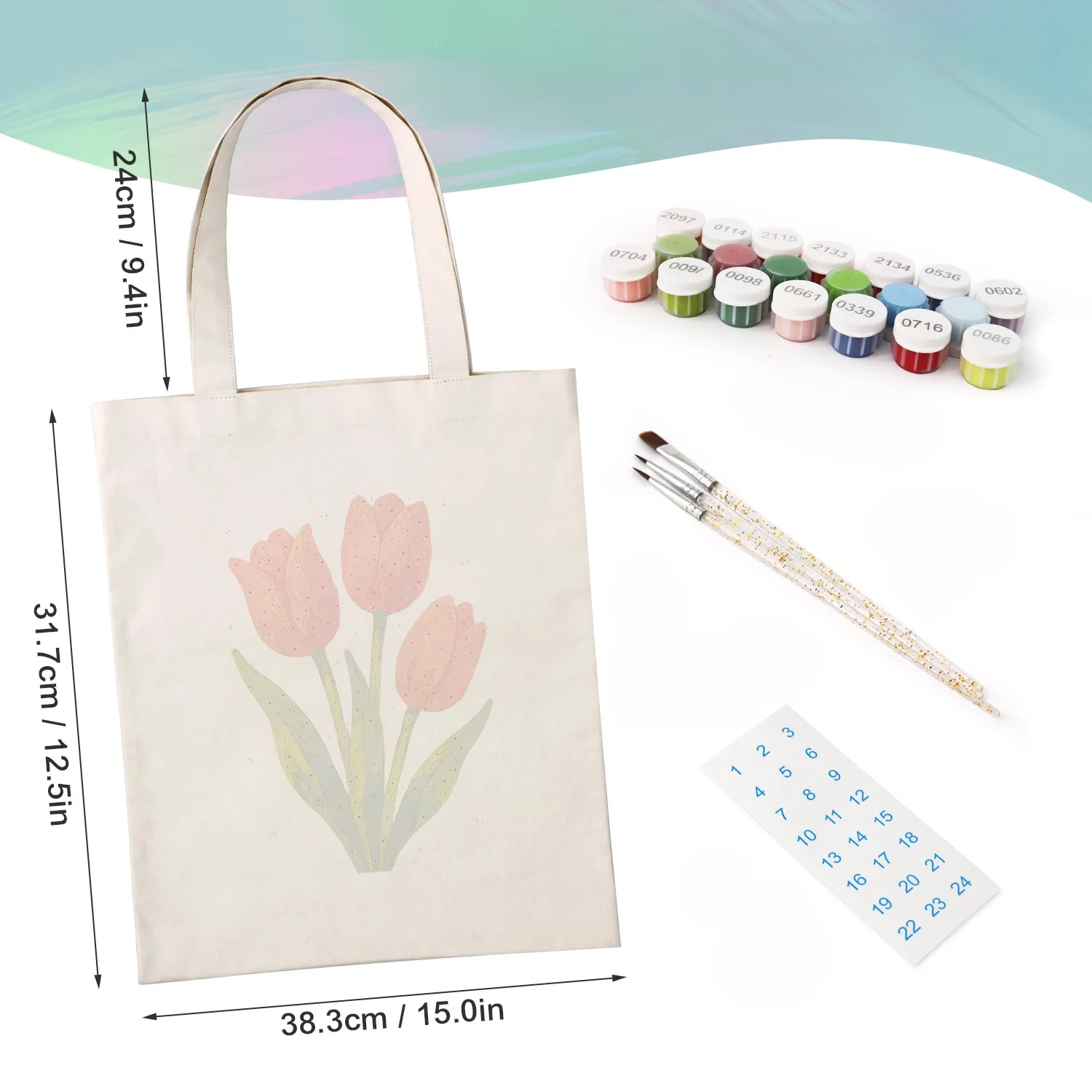 Paint by Numbers Totebag – Tulips - Image 2