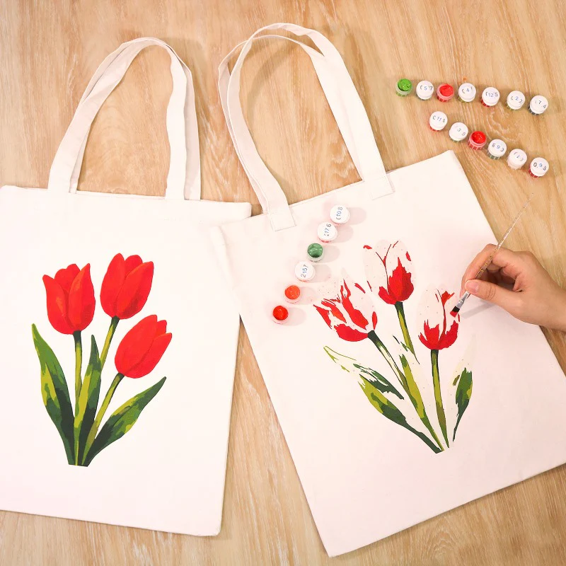 Paint by Numbers Totebag – Tulips - Image 4