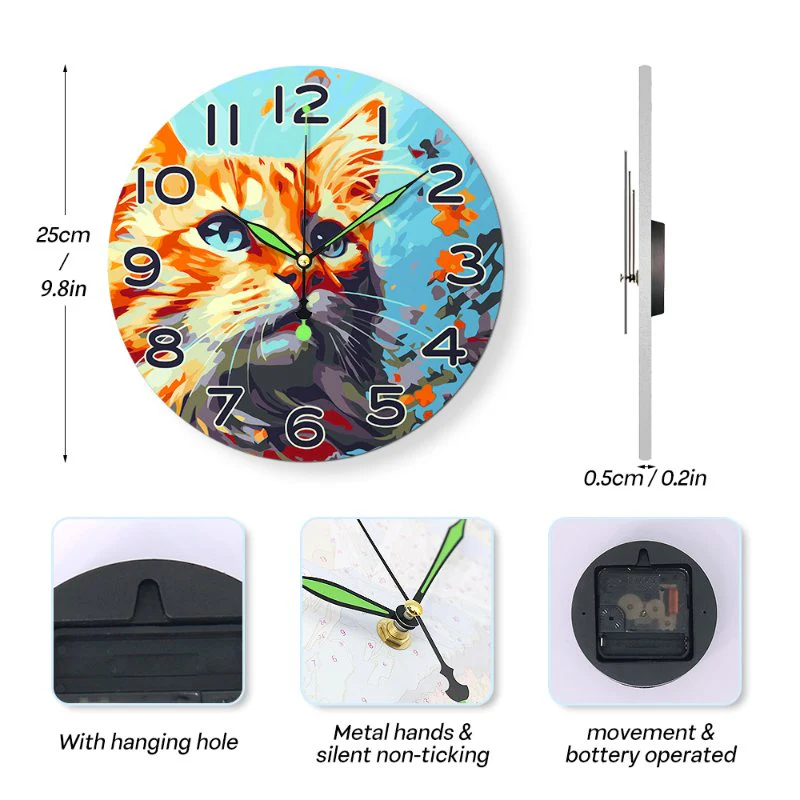 Painting by Numbers Clock – Beautiful Cat - Image 11