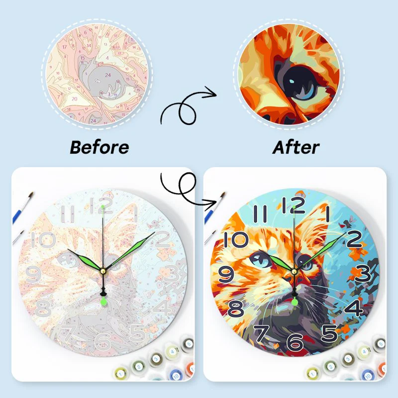 Painting by Numbers Clock – Beautiful Cat - Image 12
