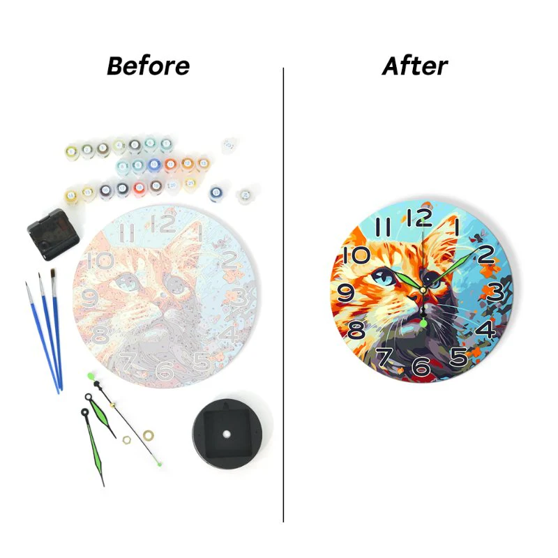 Painting by Numbers Clock – Beautiful Cat - Image 13
