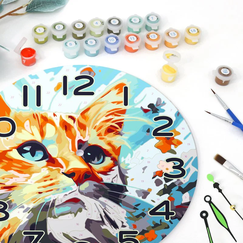 Painting by Numbers Clock – Beautiful Cat - Image 7