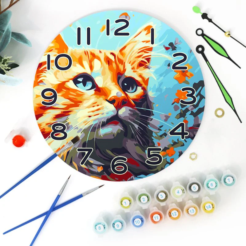 Painting by Numbers Clock – Beautiful Cat - Image 9