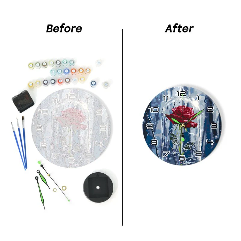Painting by Numbers Clock – Rose in a glass - Image 11