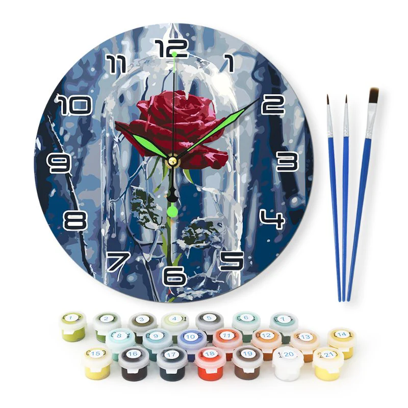 Painting by Numbers Clock – Rose in a glass - Image 2