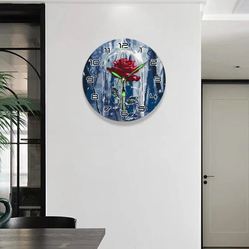 Painting by Numbers Clock – Rose in a glass - Image 3