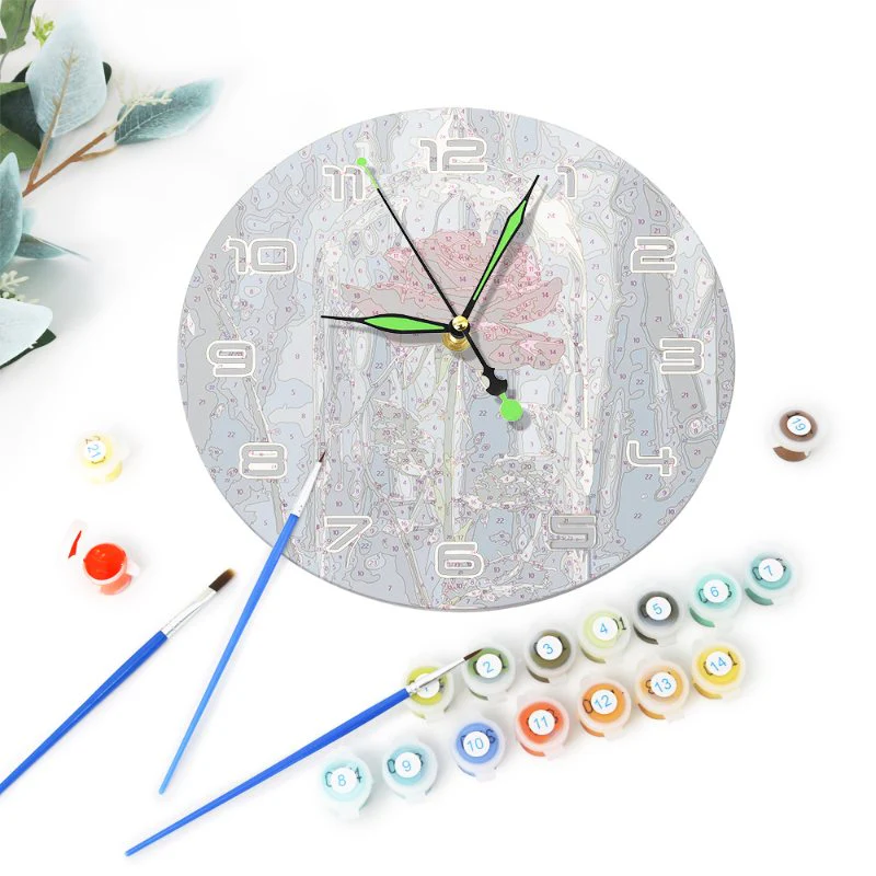 Painting by Numbers Clock – Rose in a glass - Image 6