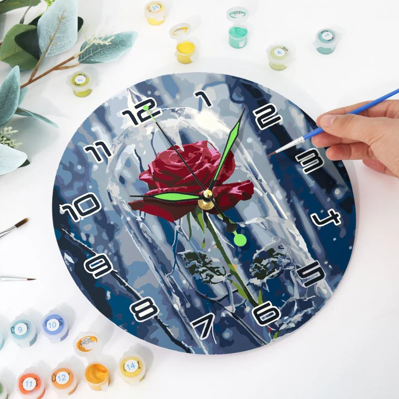 Painting by Numbers Clock – Rose in a glass - Image 7