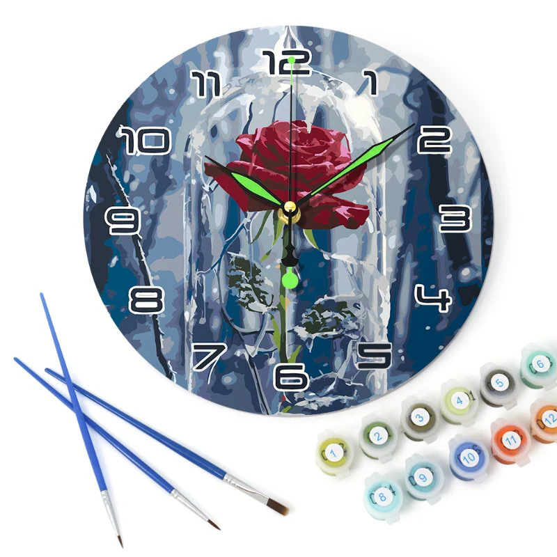 Painting by Numbers Clock – Rose in a glass - Image 8