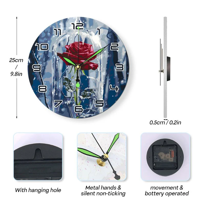 Painting by Numbers Clock – Rose in a glass - Image 9
