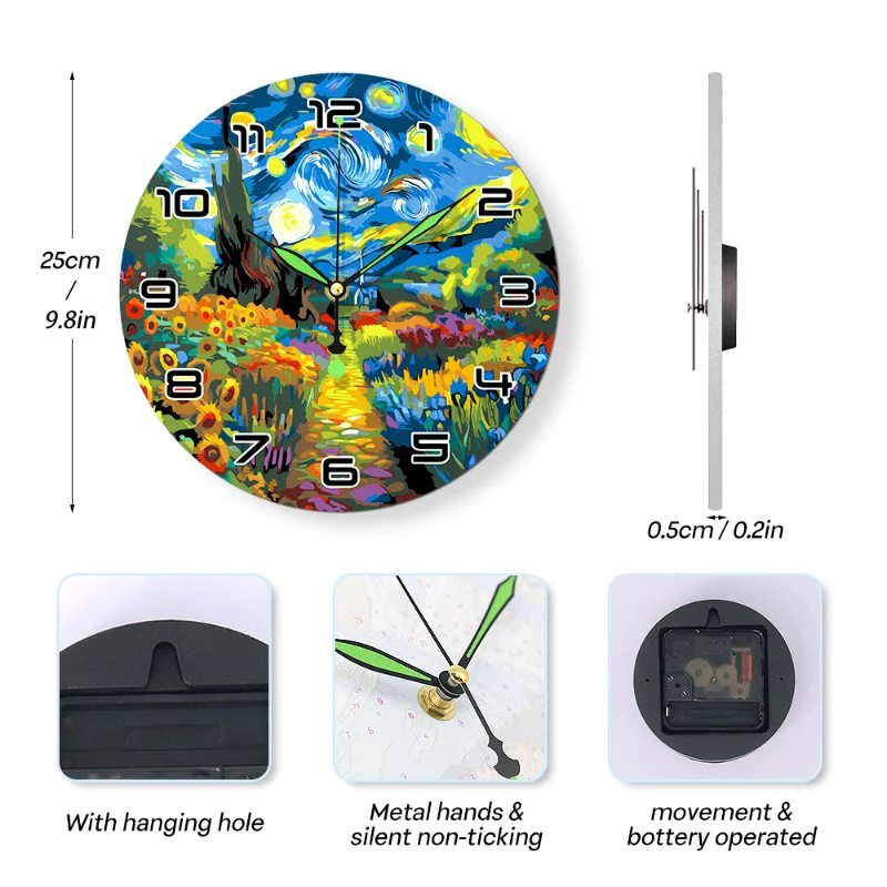 Painting by Numbers Clock – Starry Night & Flower Field - Image 10