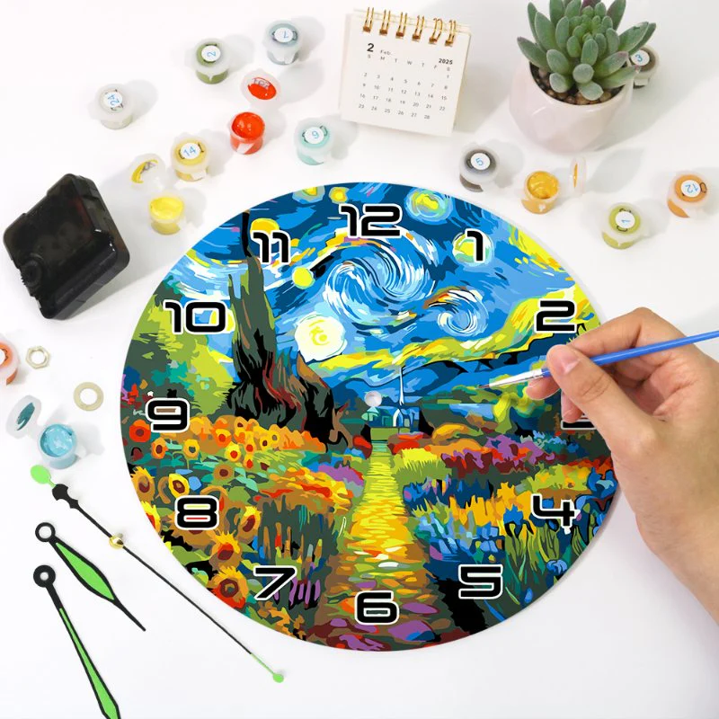 Painting by Numbers Clock – Starry Night & Flower Field - Image 11