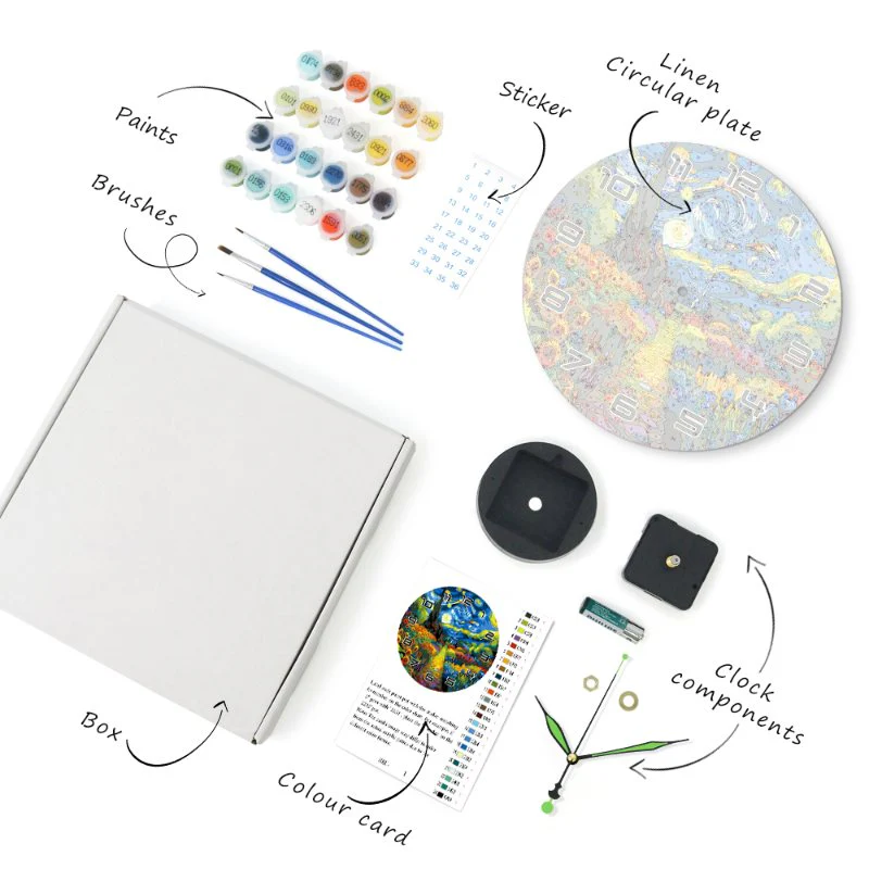 Painting by Numbers Clock – Starry Night & Flower Field - Image 3