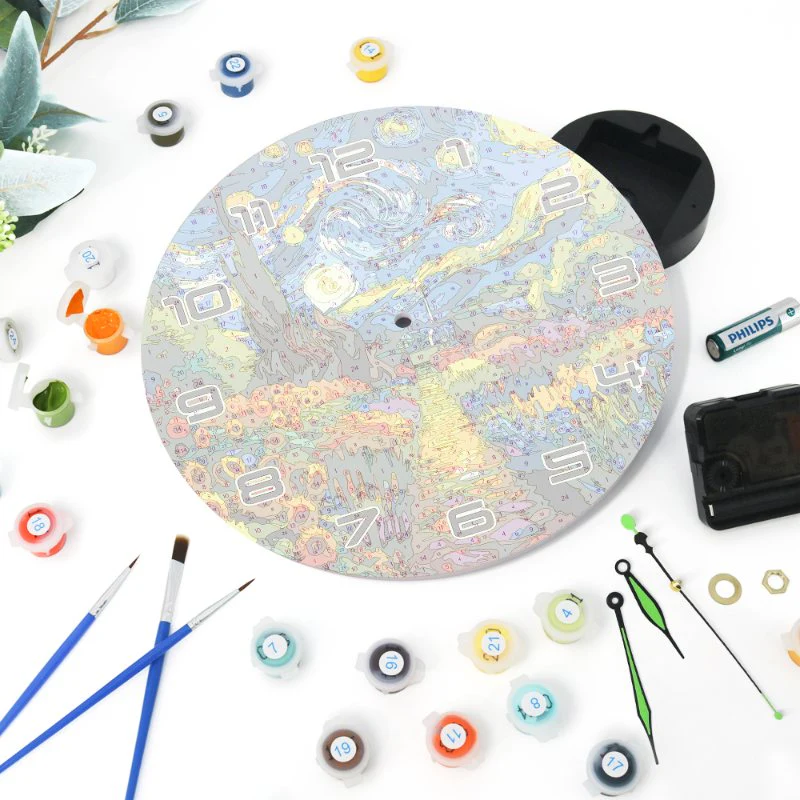 Painting by Numbers Clock – Starry Night & Flower Field - Image 5
