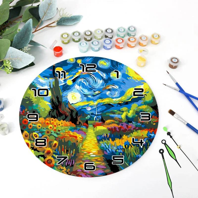 Painting by Numbers Clock – Starry Night & Flower Field - Image 8