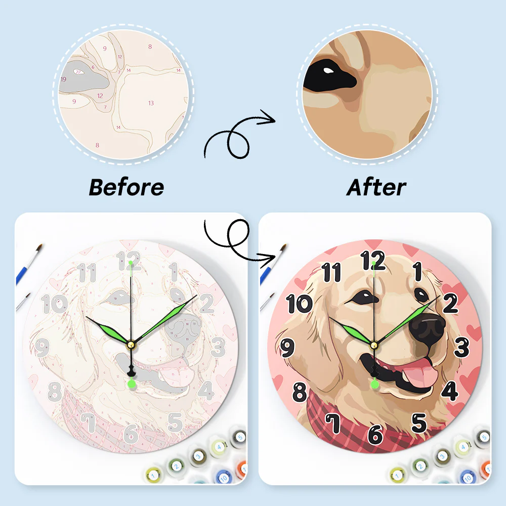 Painting by Numbers Clock – Sweet Dog - Image 12