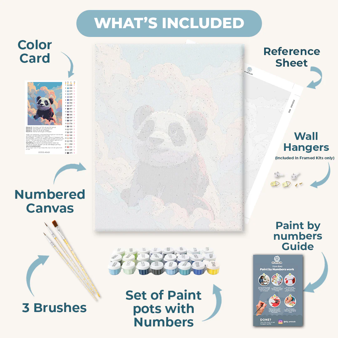 Panda in the clouds | Paint by Numbers - Image 3