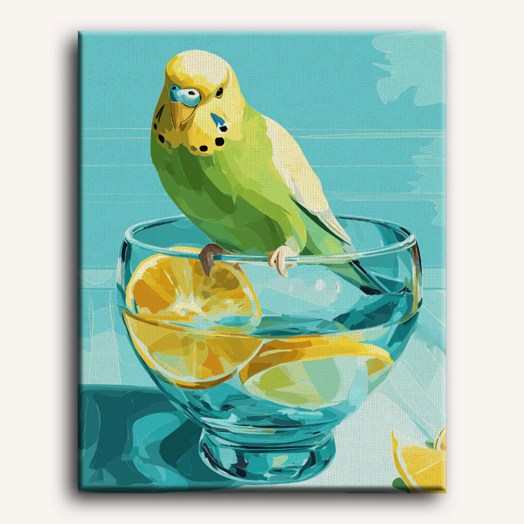 Parakeet and lemon pieces | Paint by Number - Image 2