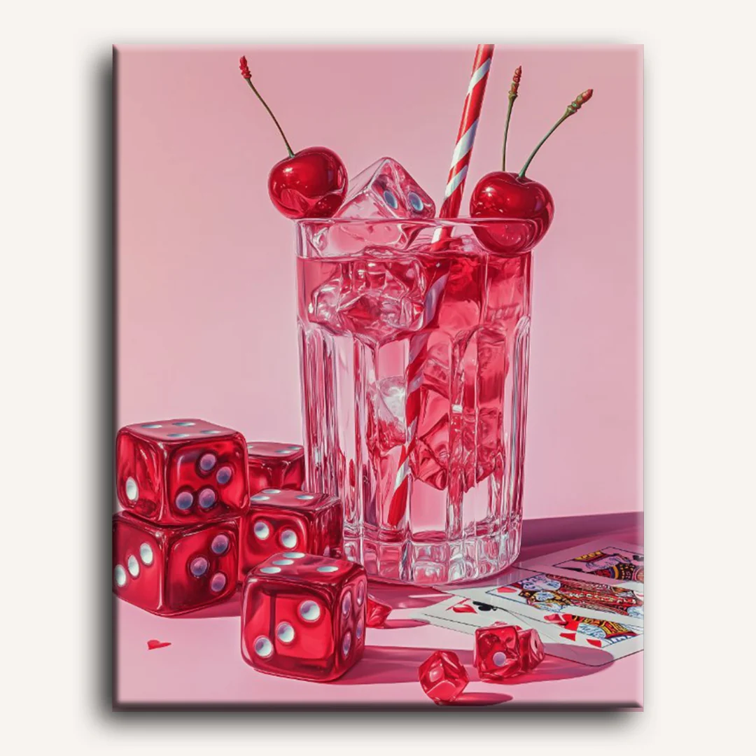 Pink cherry drink  | Paint by Numbers - Image 2