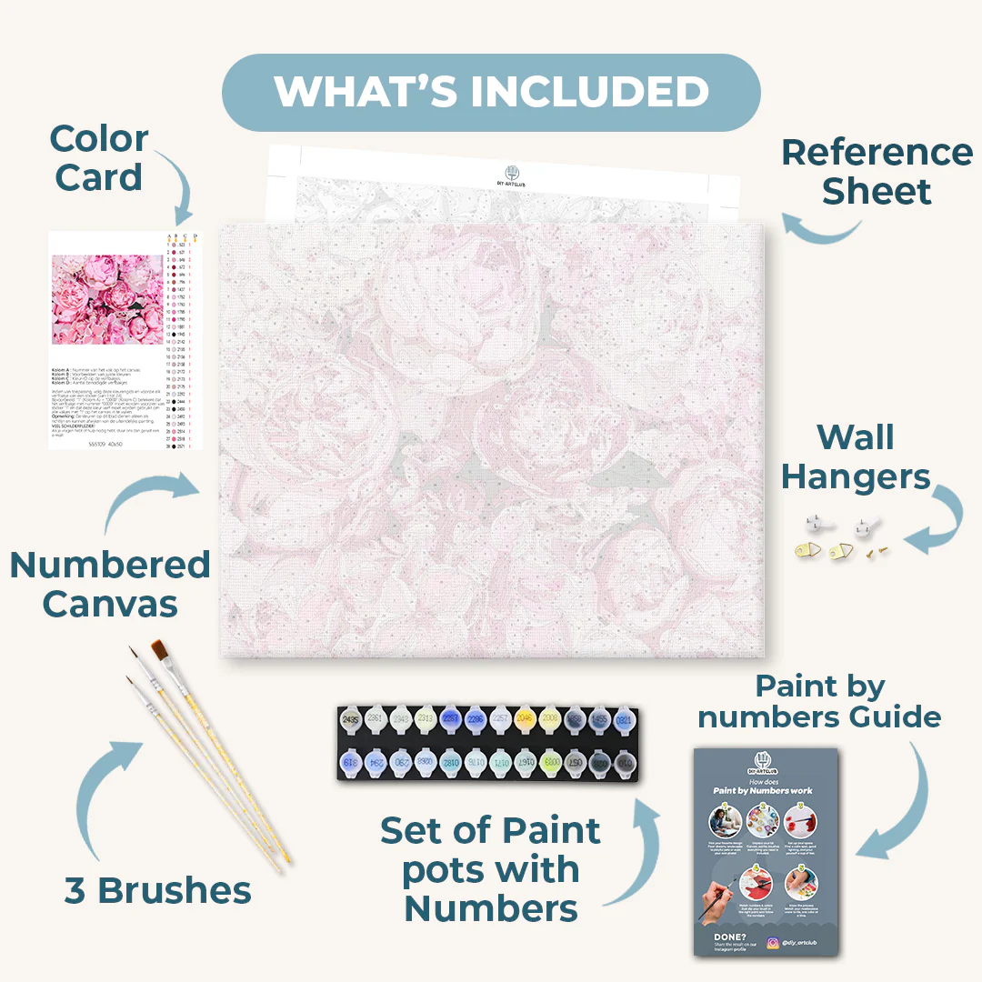 Pink Peonies Background | Paint by Numbers - Image 3