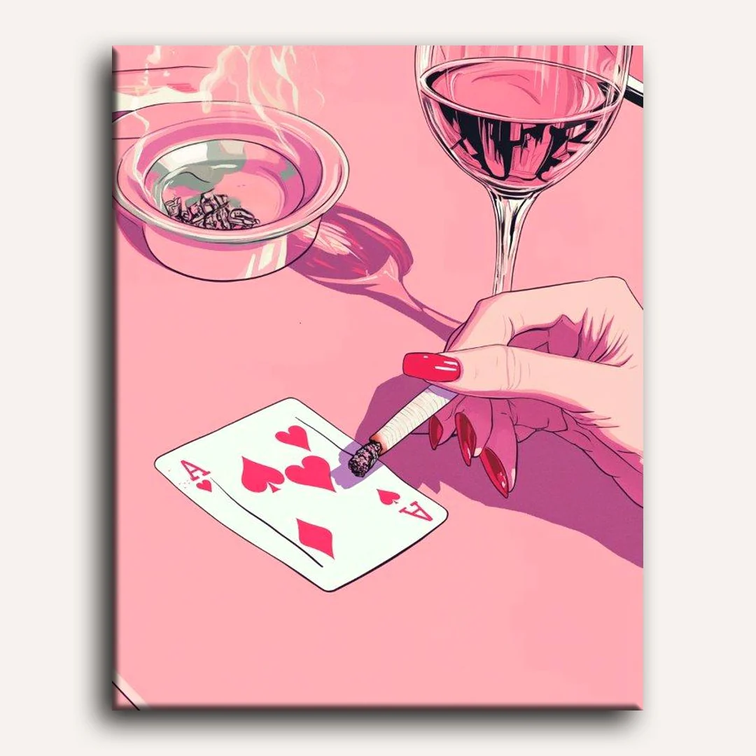 Pink poker table | Paint by Numbers - Image 2