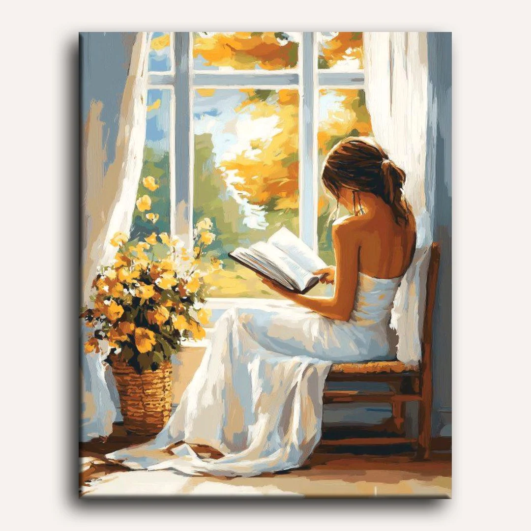Reading by the Window | Paint by Numbers - Image 2