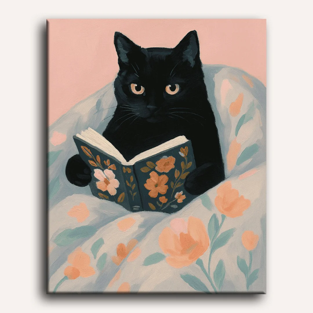 Reading cat | Paint by Numbers - Image 2