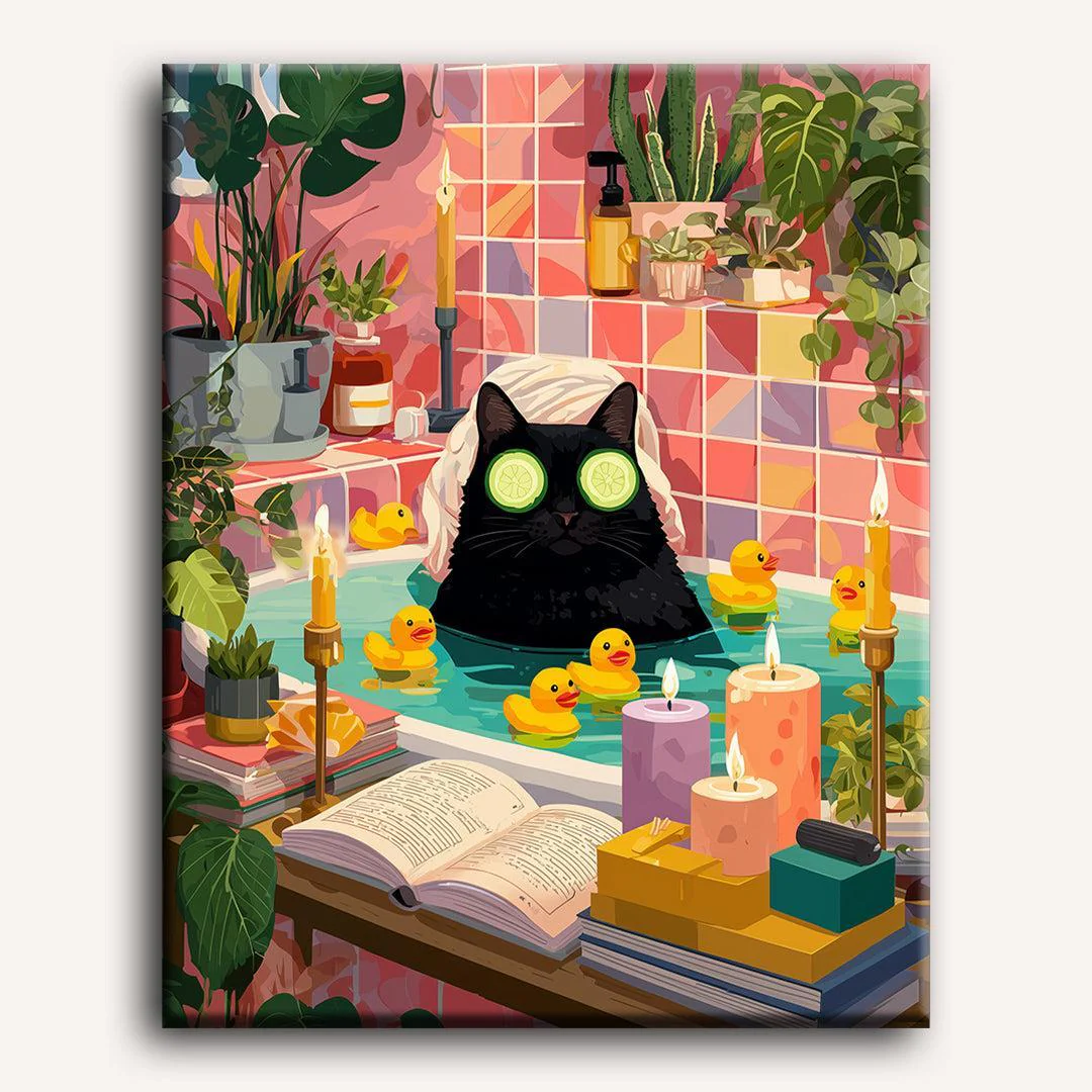 Relaxing Black Cat | Paint by Number - Image 2