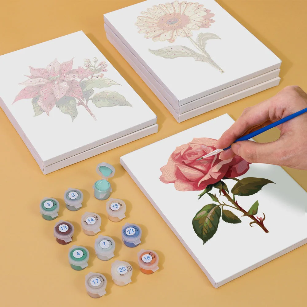 Set of 6 Mini Paintings - Flowers - Image 7