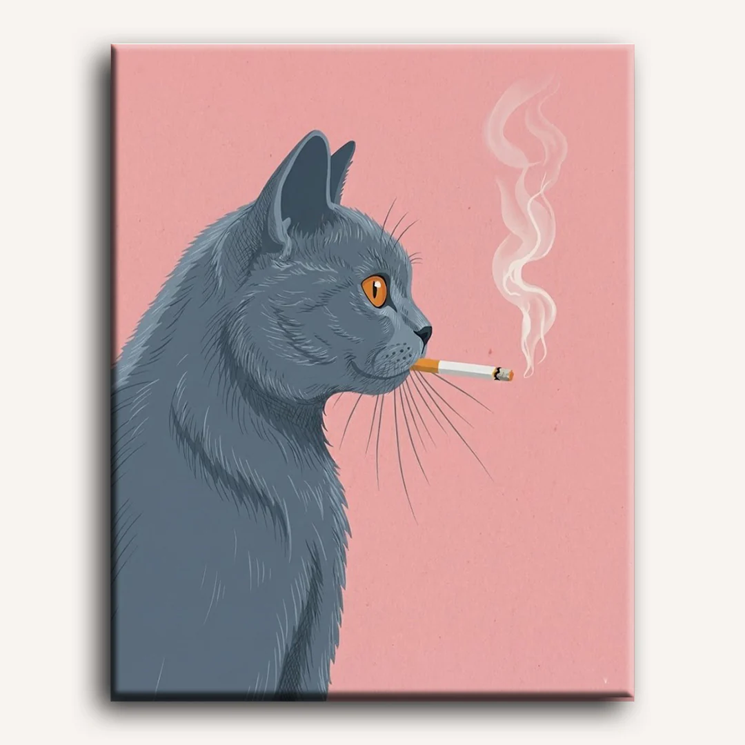 Smoking British Shorthair | Paint by Number - Image 2