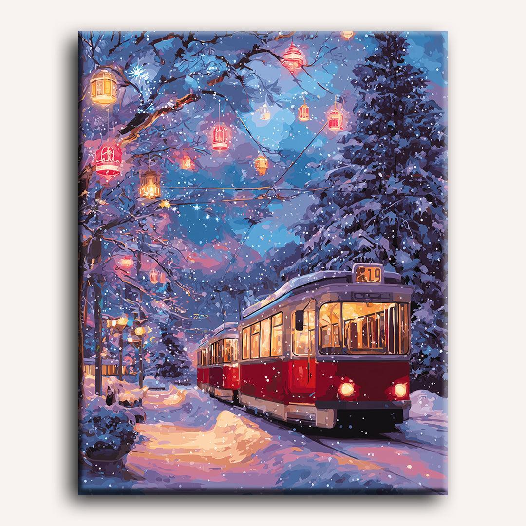 Snowy Tram | Paint by Number - Image 2