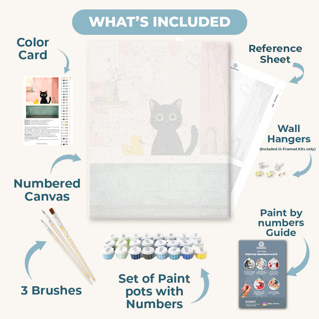 The black cat in the bathroom | Paint by Number - Image 3