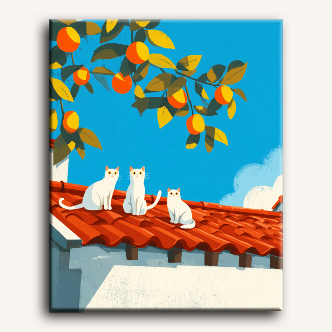 Trio on the roof | Paint by Number - Image 2