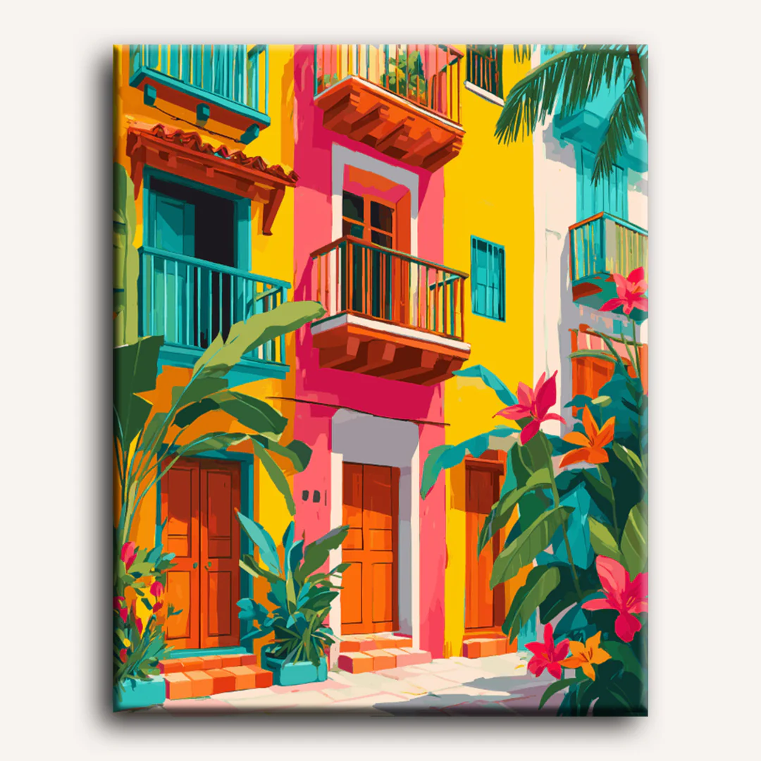 Tropical Facades | Paint by Number - Image 2