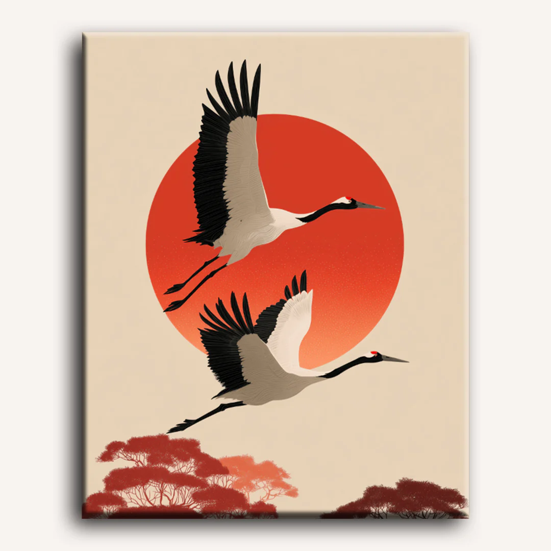 Two cranes | Paint by Number - Image 2