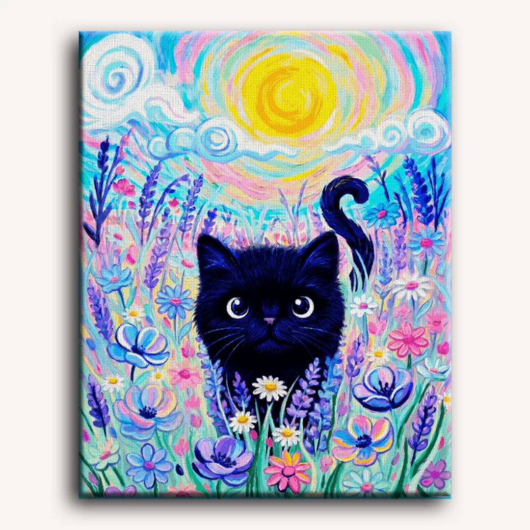 Van Cat Flower Meadow - By Tiny Tami | Paint by Number - Image 2