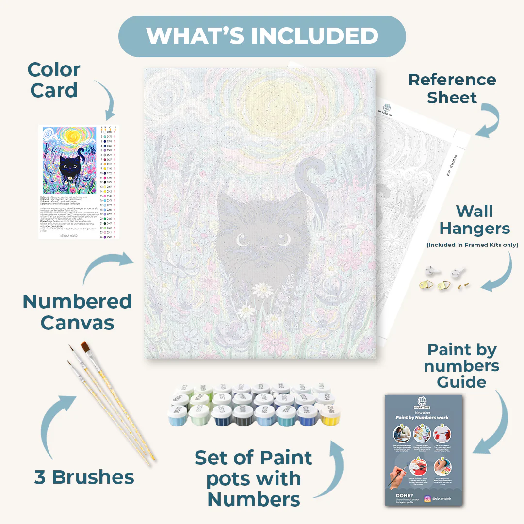 Van Cat Flower Meadow - By Tiny Tami | Paint by Number - Image 3