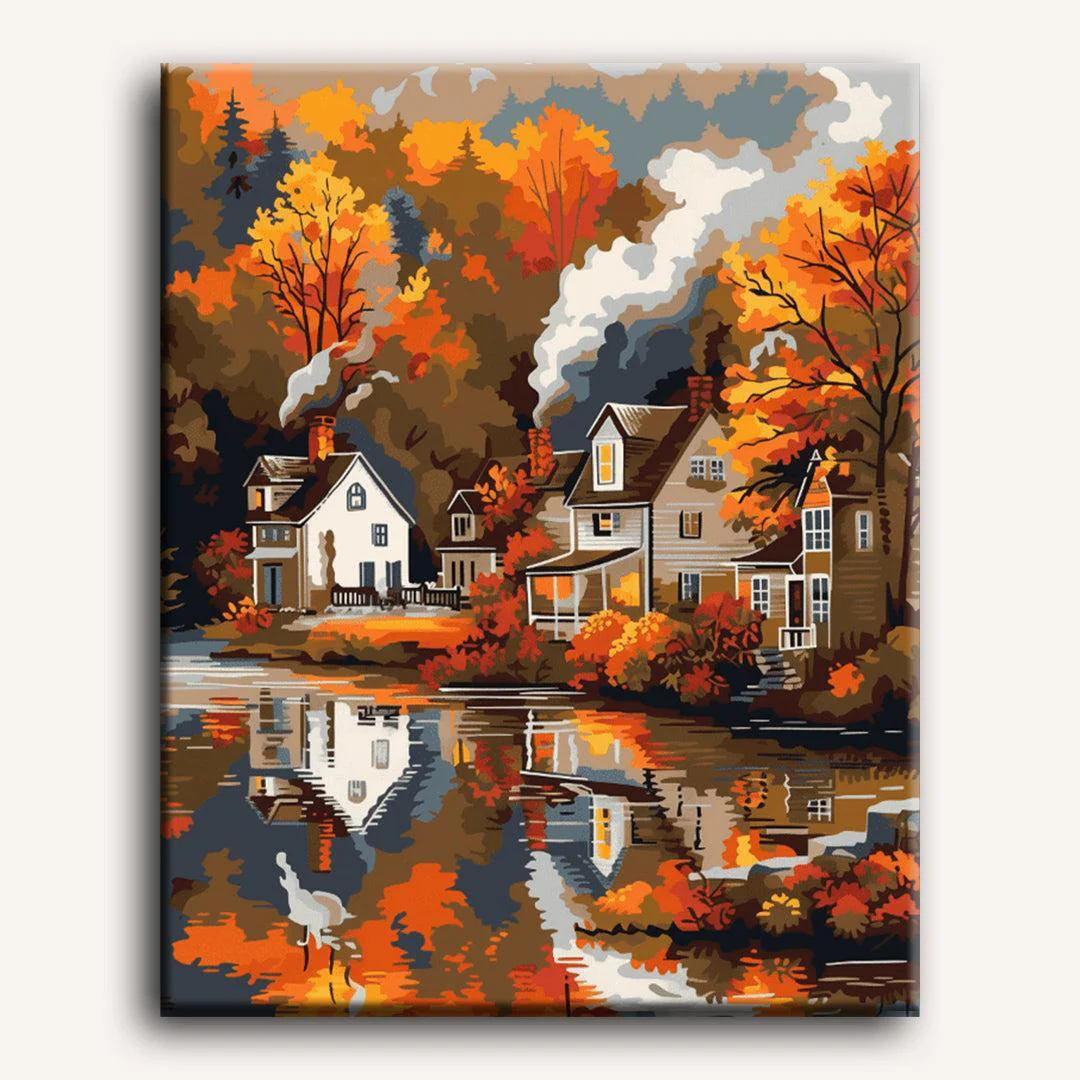 Village in Autumn | Paint by Number - Image 2