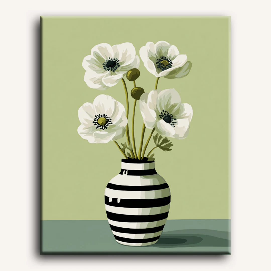 White flowers | Paint by Number - Image 2
