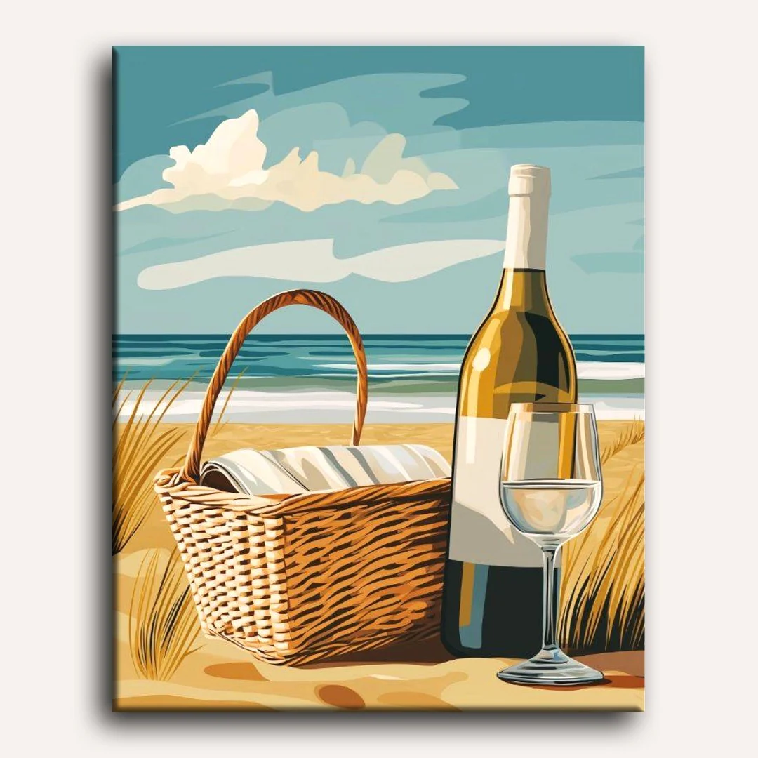 Wine by the Beach | Paint by Numbers - Image 2