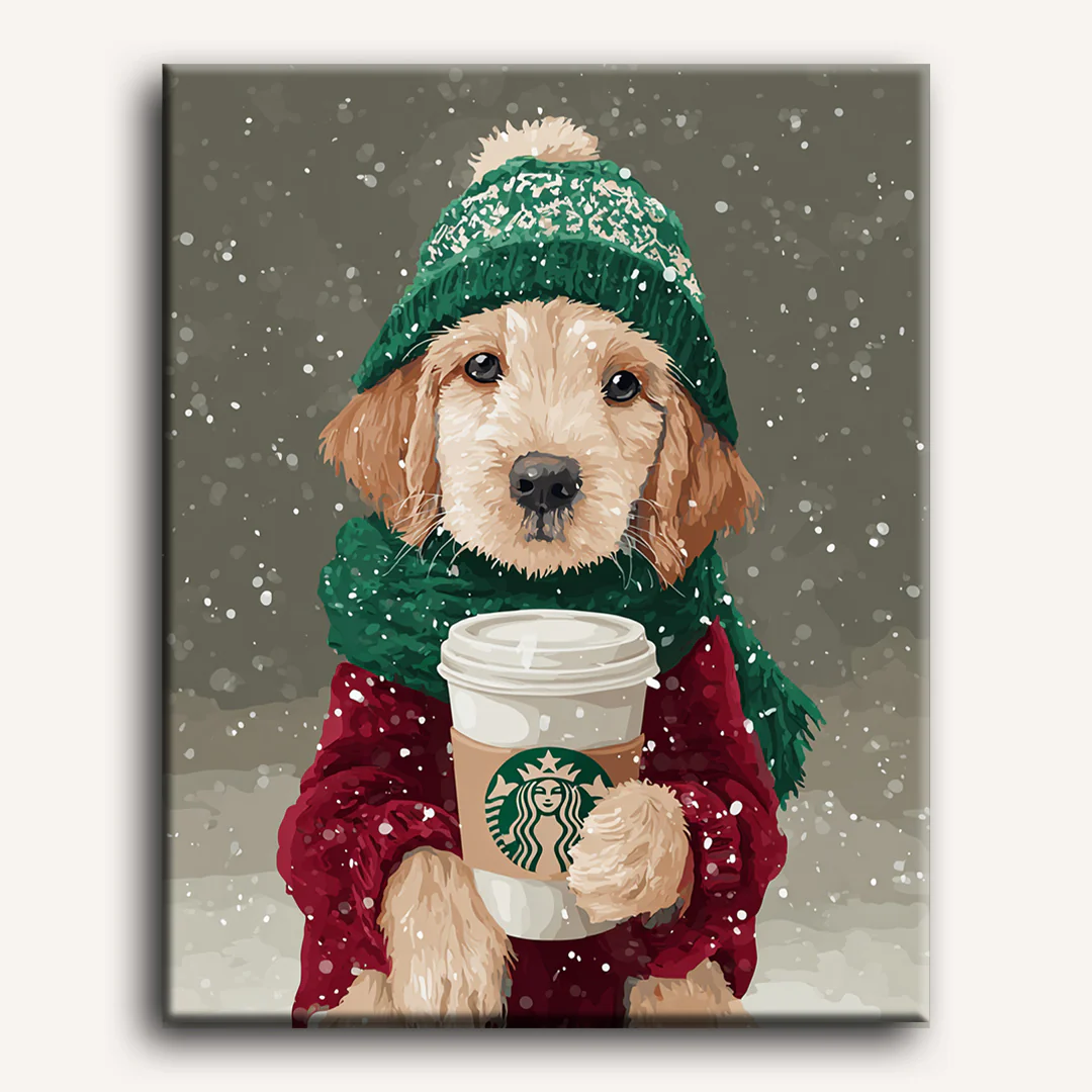 Winter Latte Pup | Paint by Number - Image 2