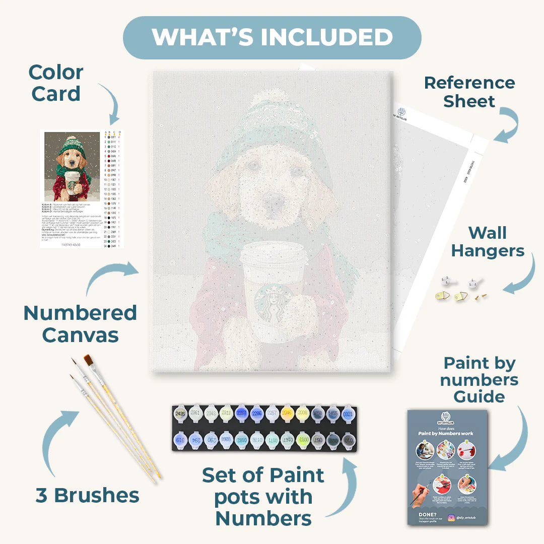 Winter Latte Pup | Paint by Number - Image 3