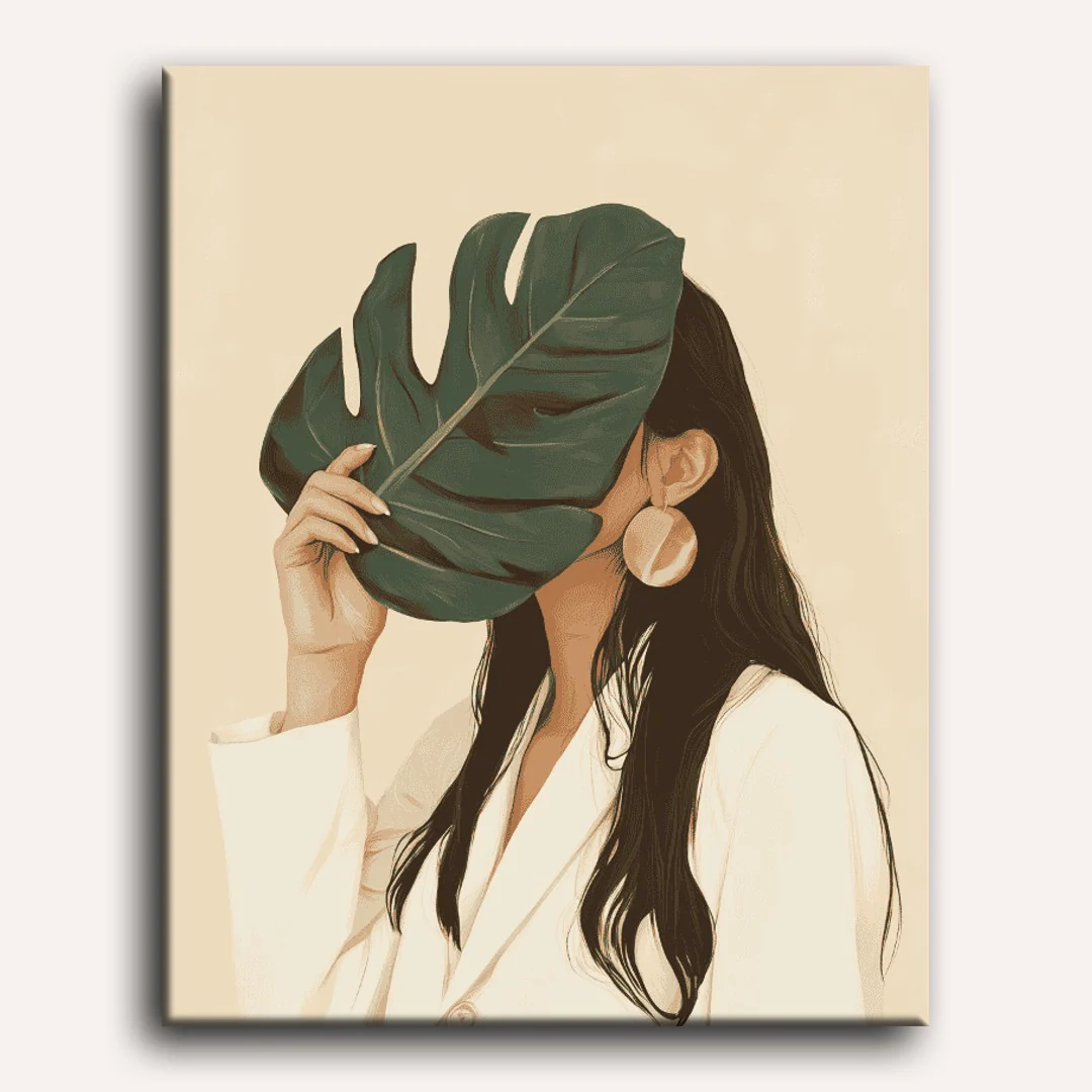 Woman under the leave | Paint by Numbers - Image 2