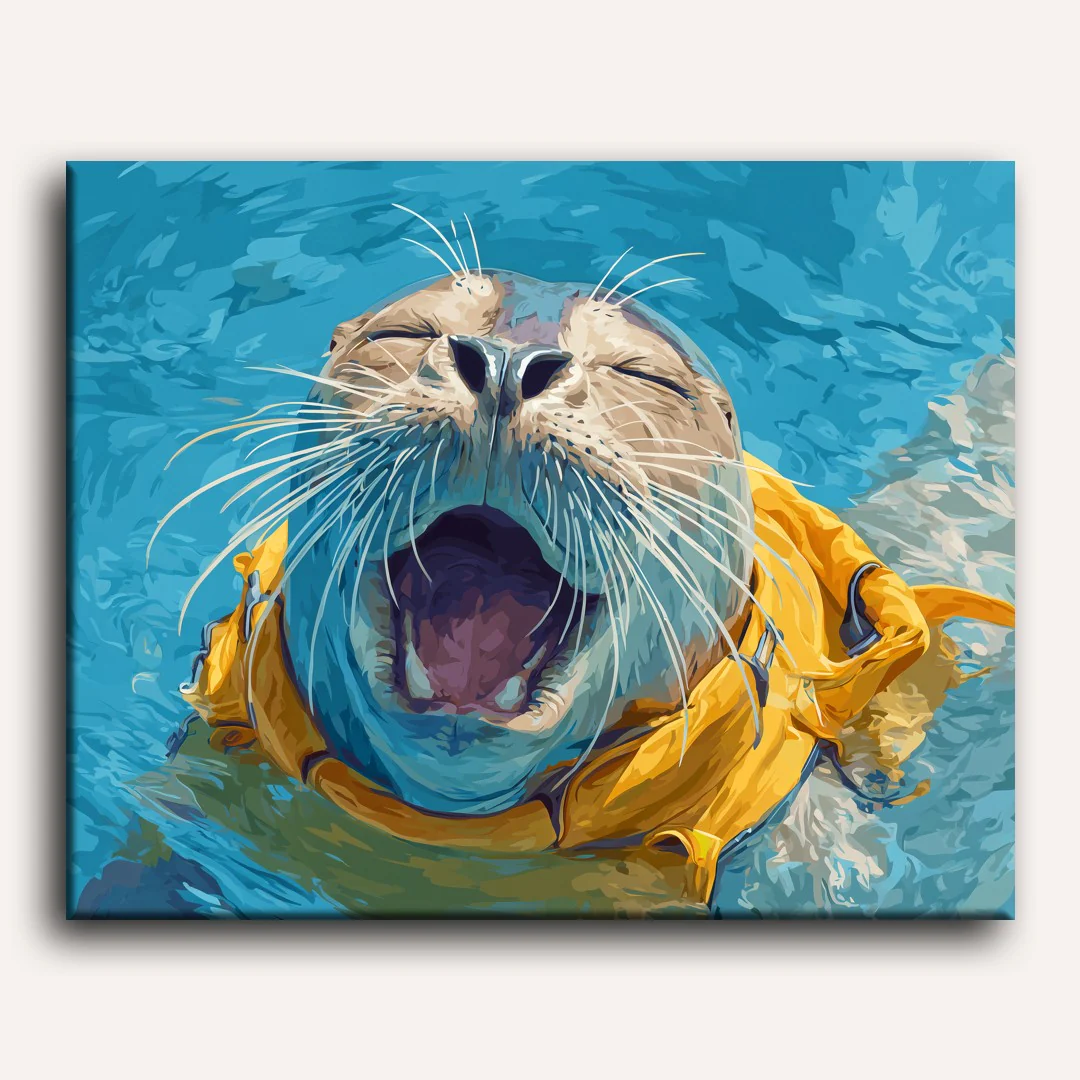Yawning seal | Paint by Number - Image 2